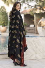 Black Dhanak Long Dress with Multani Winter Shawl by Gul Warun GSR8