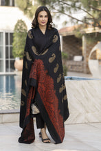 Black Dhanak Long Dress with Multani Winter Shawl by Gul Warun GSR8