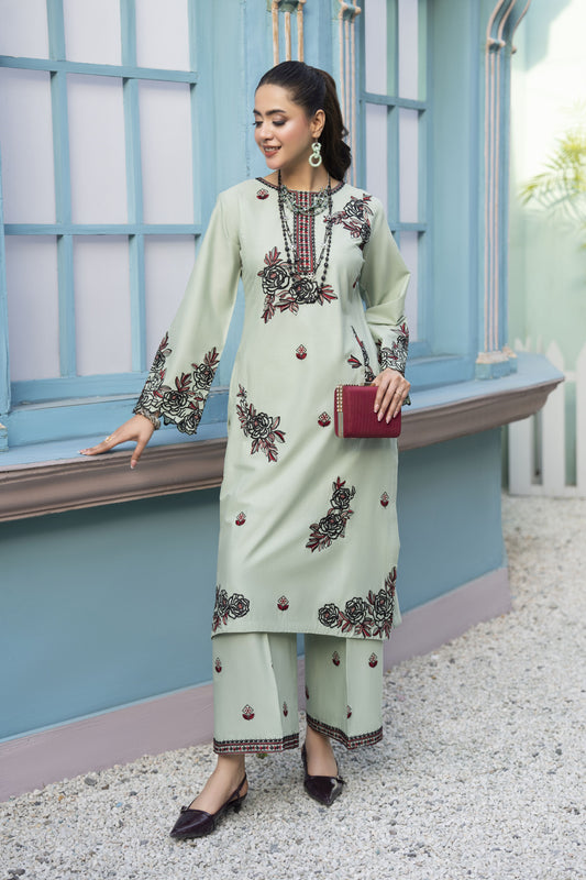ZAIWA EMBROIDERED COTTON 2PC READY TO WEAR SUIT ZWL24
