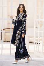 Makhmal by Gul Warun Navy Blue 3pc Velvet Embroidered Suit MBG4