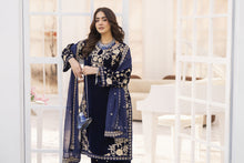 Makhmal by Gul Warun Navy Blue 3pc Velvet Embroidered Suit MBG4