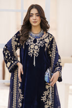 Makhmal by Gul Warun Navy Blue 3pc Velvet Embroidered Suit MBG4