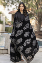 Embroidered Velvet Shawl for Women – Black VS3