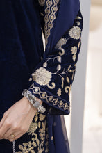 Makhmal by Gul Warun Navy Blue 3pc Velvet Embroidered Suit MBG4