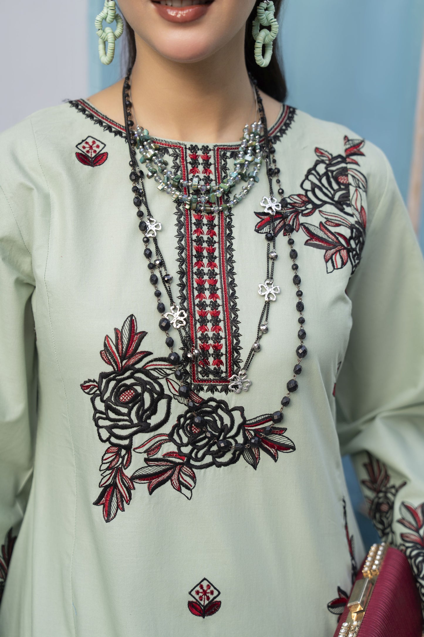 ZAIWA EMBROIDERED COTTON 2PC READY TO WEAR SUIT ZWL24