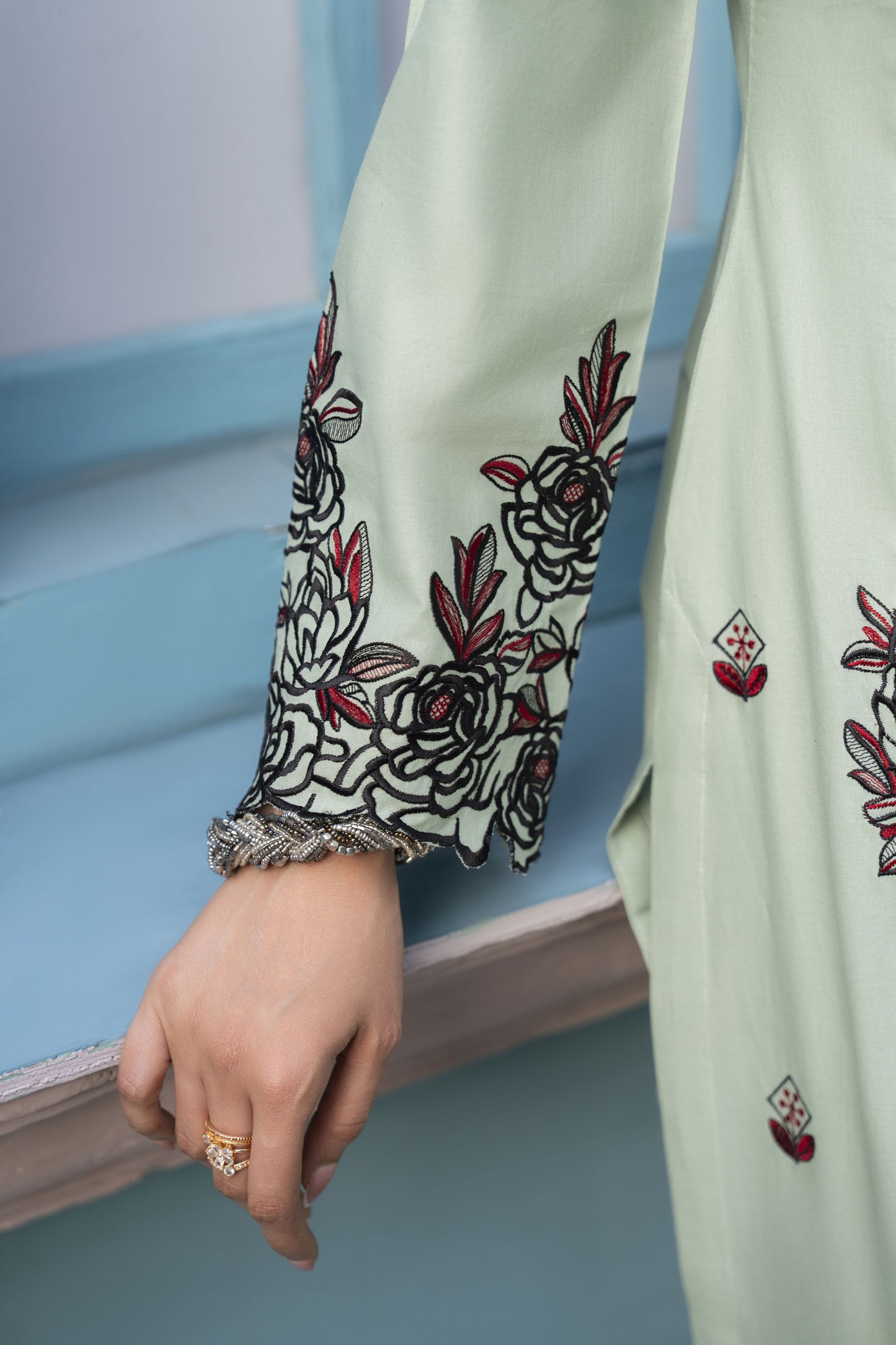 ZAIWA EMBROIDERED COTTON 2PC READY TO WEAR SUIT ZWL24