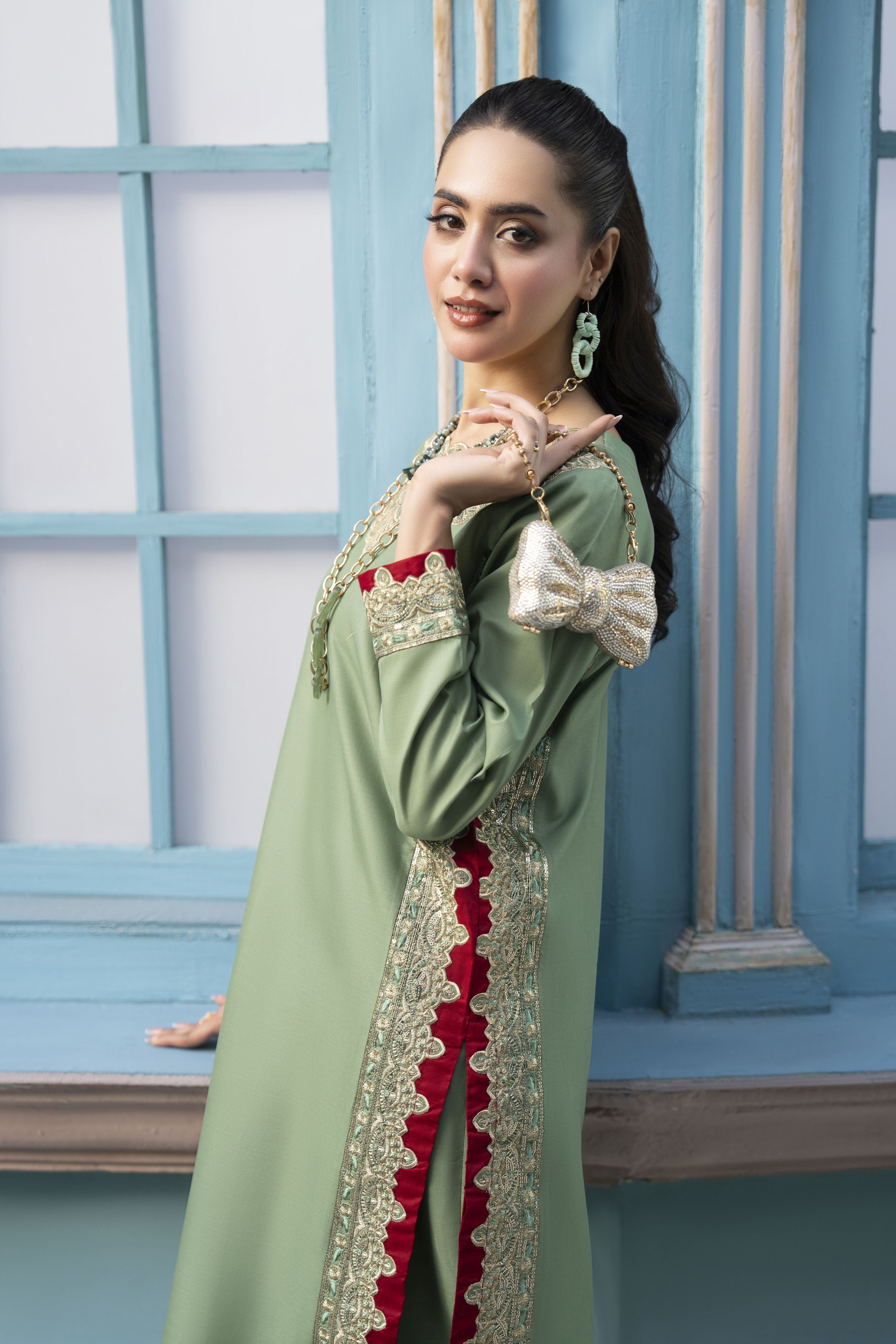 Mint Embroidered Cotton 2pc Women And Girls Suit Baarish by Miski BYM11