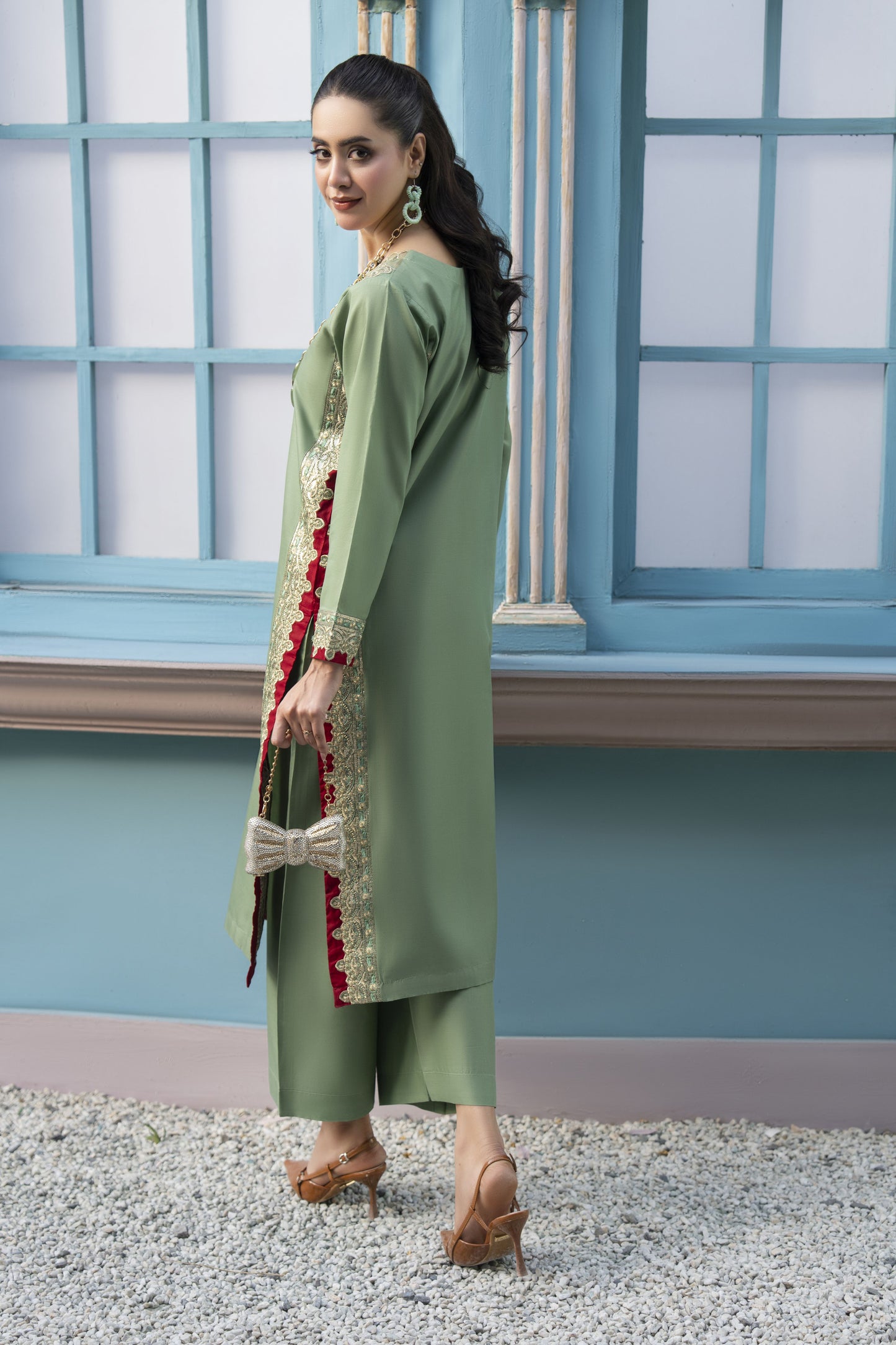 Mint Embroidered Cotton 2pc Women And Girls Suit Baarish by Miski BYM11