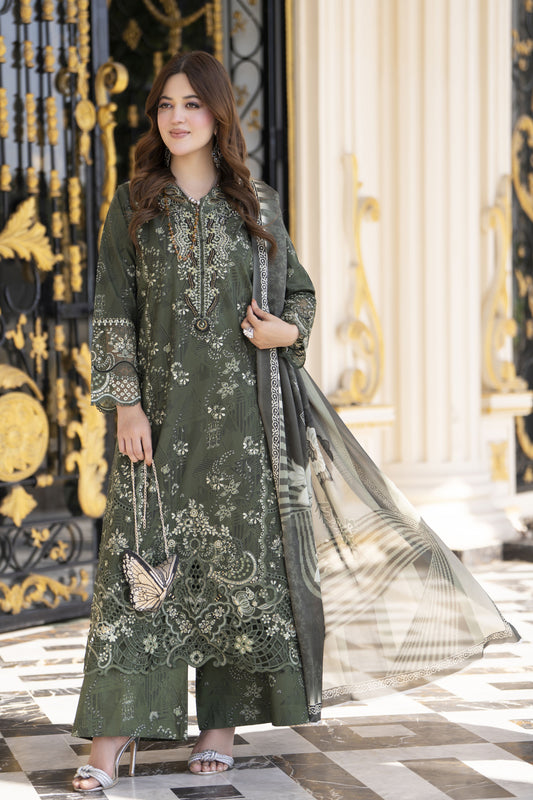 Khushi by Silver Olive 3pc Cotton Long Shirt Ready to Wear Suit KBS6