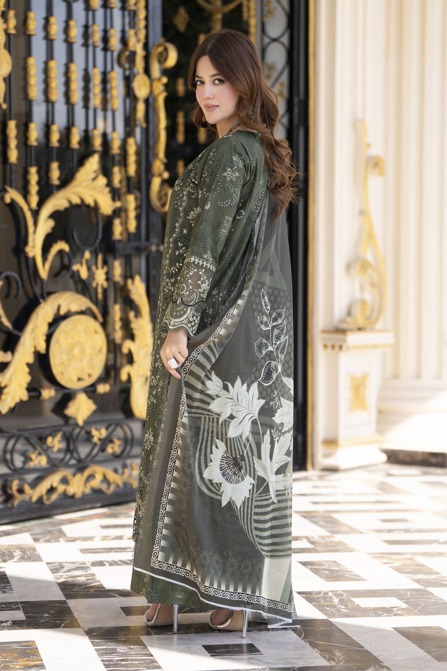 Khushi by Silver Olive 3pc Cotton Long Shirt Ready to Wear Suit KBS6