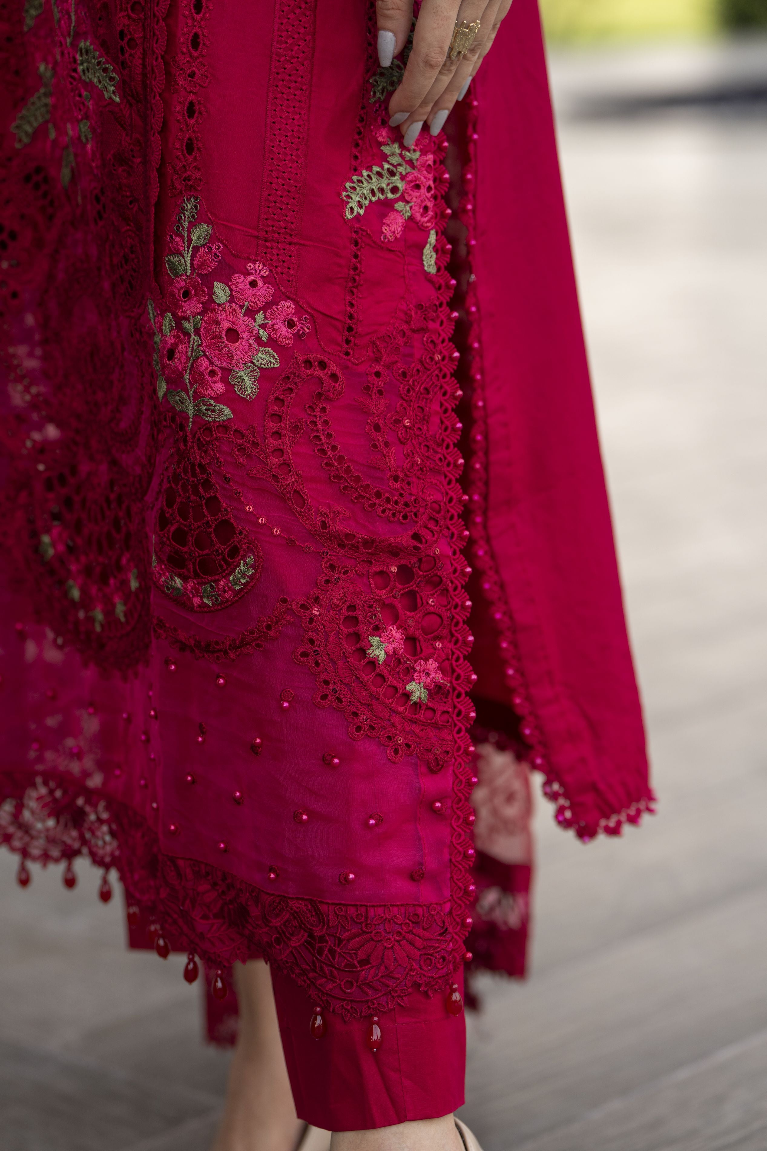 Raabtaa – A Silver Affair | Maroon Cutwork women's Dress SRS04