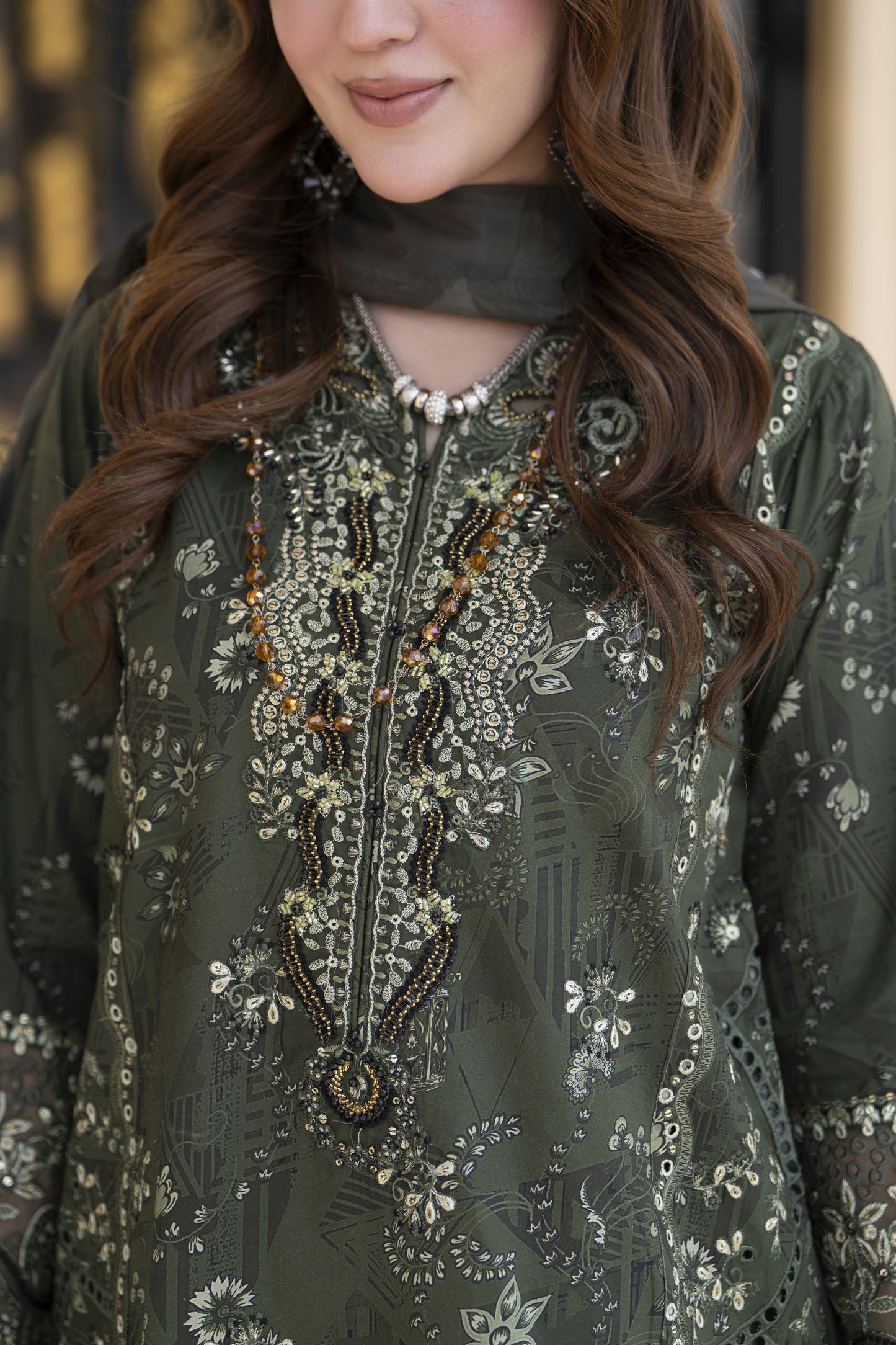 Khushi by Silver Olive 3pc Cotton Long Shirt Ready to Wear Suit KBS6