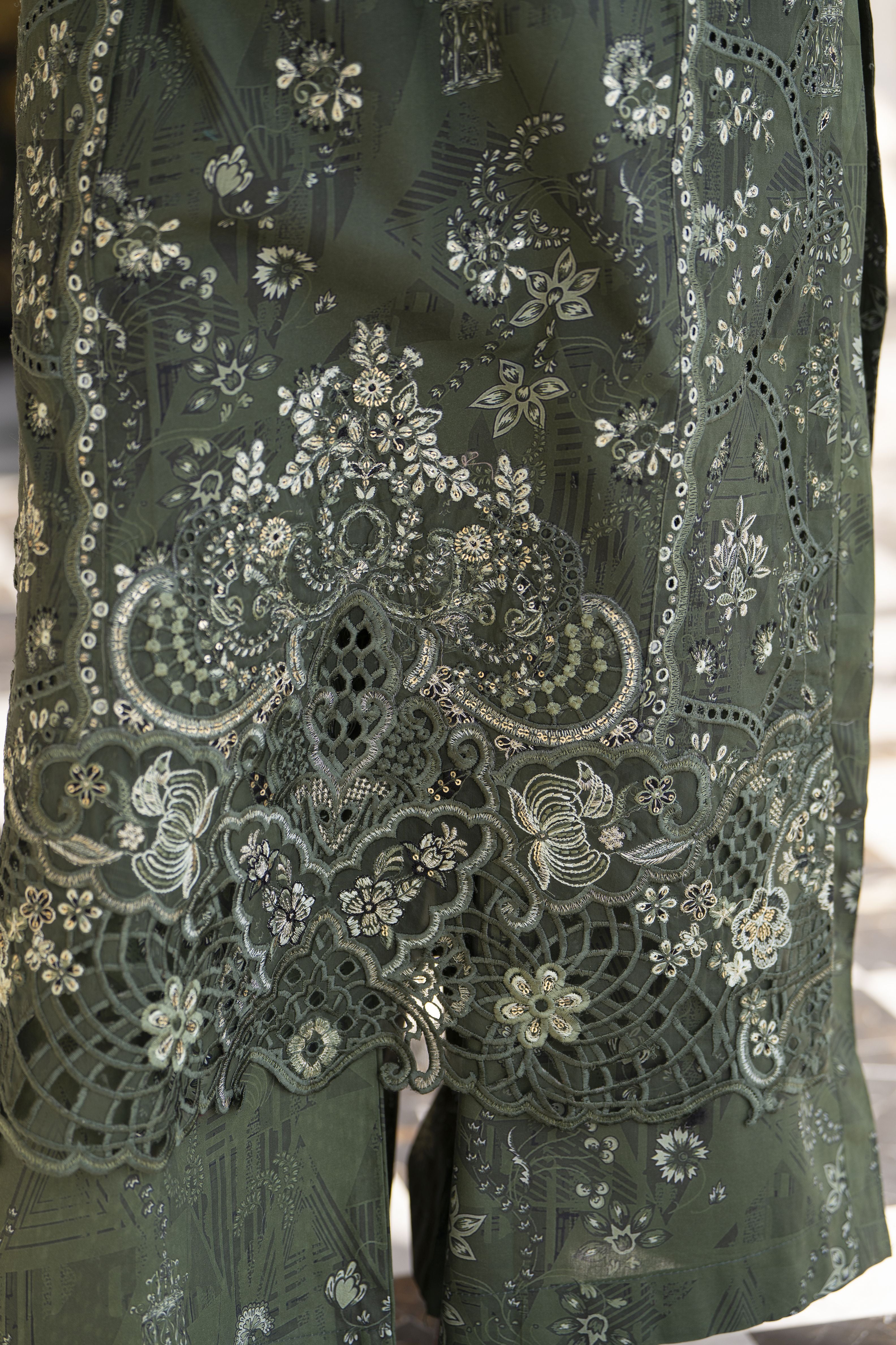 Khushi by Silver Olive 3pc Cotton Long Shirt Ready to Wear Suit KBS6