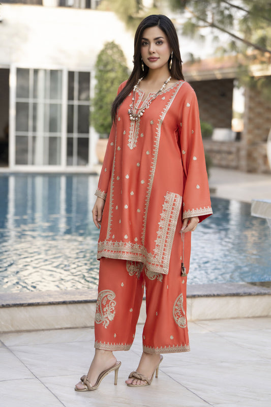Glow by Hemline – Embroidered Viscose Ready-to-Wear 2PC Suit Glow3
