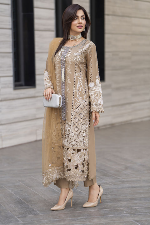 Raabtaa – A Silver Affair | Mocha Gold Cutwork Womenswear SRS05