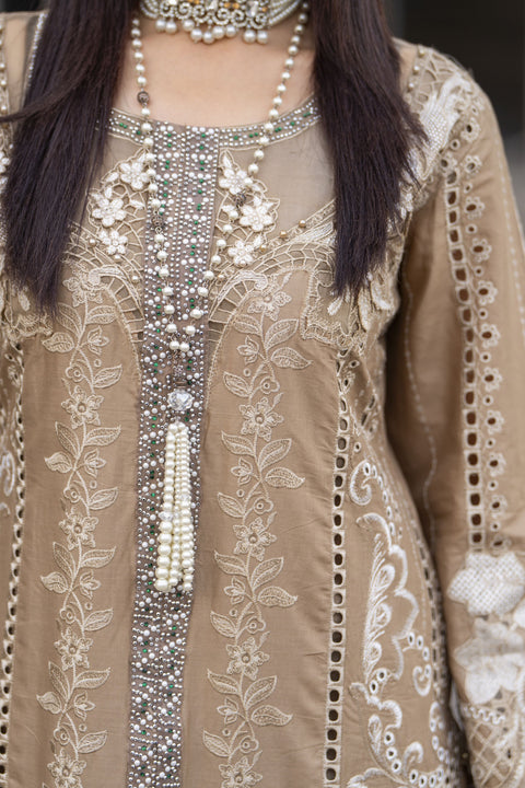 Raabtaa – A Silver Affair | Mocha Gold Cutwork Womenswear SRS05