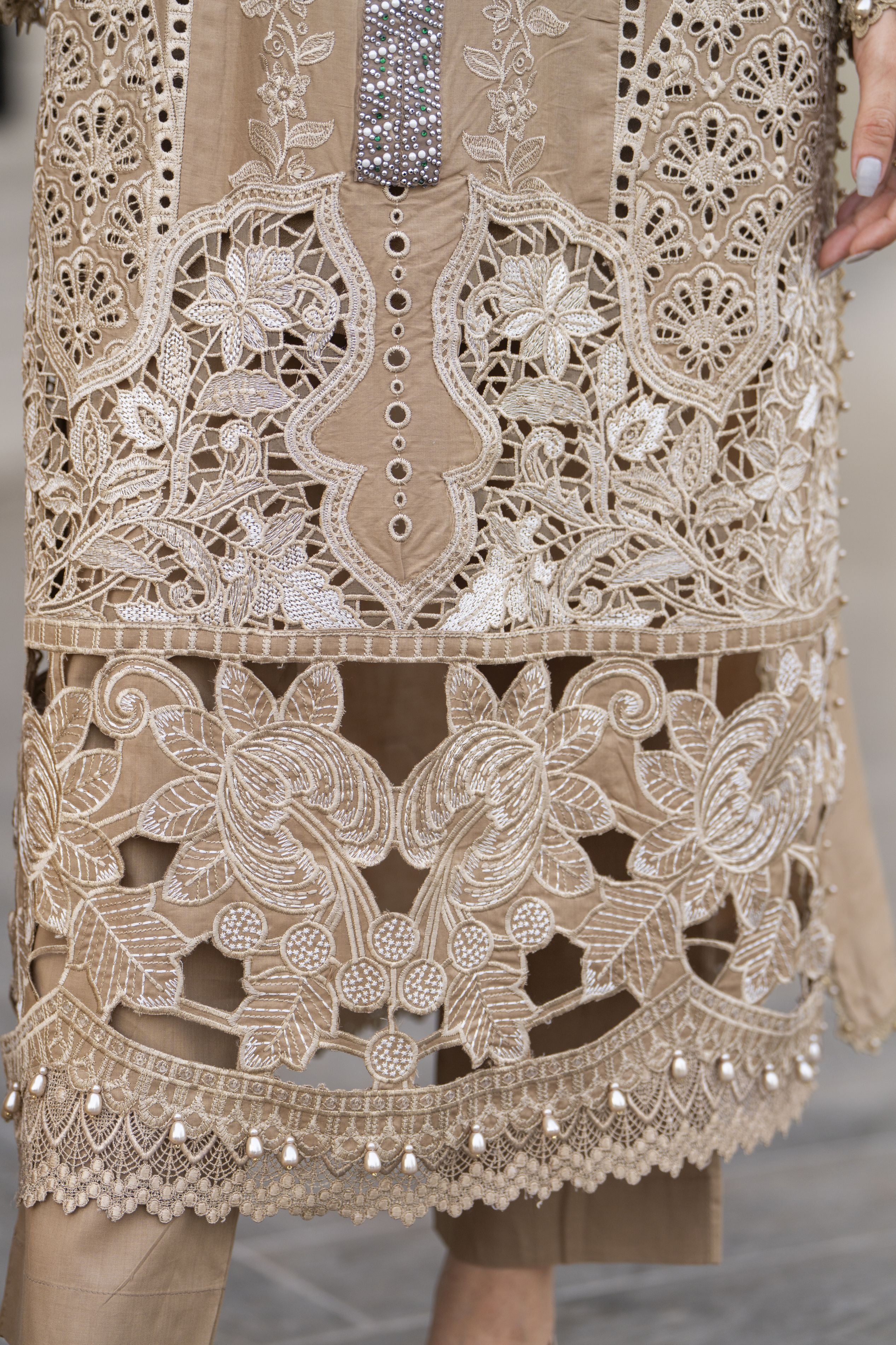 Raabtaa – A Silver Affair | Mocha Gold Cutwork Womenswear SRS05