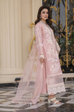 Arwah Aureen AA6 3pc Pink Boring Embroidered Cotton Suit with Net Dupatta