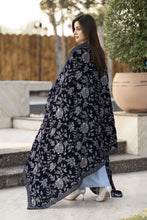 Luxury Embroidered Velvet Shawl for Women – Deep Zinc VS7