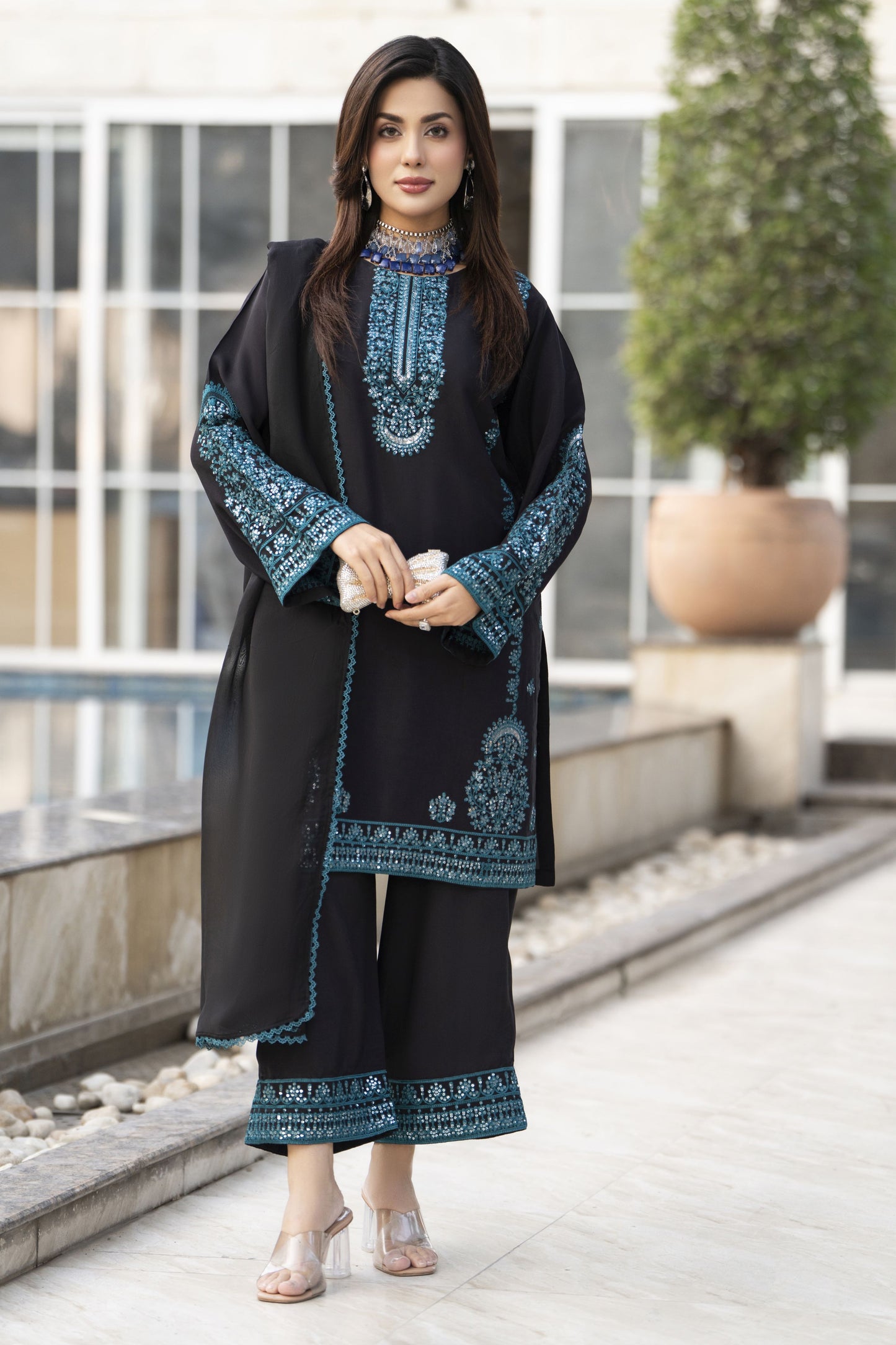 Glow by Hemline – 3PC Raw Silk Embroidered Ready to Wear Suit Glow7