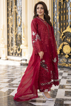 Arwah Aureen AA8 3pc Maroon Embroidered Cotton Long Suit with Chiffon Dupatta