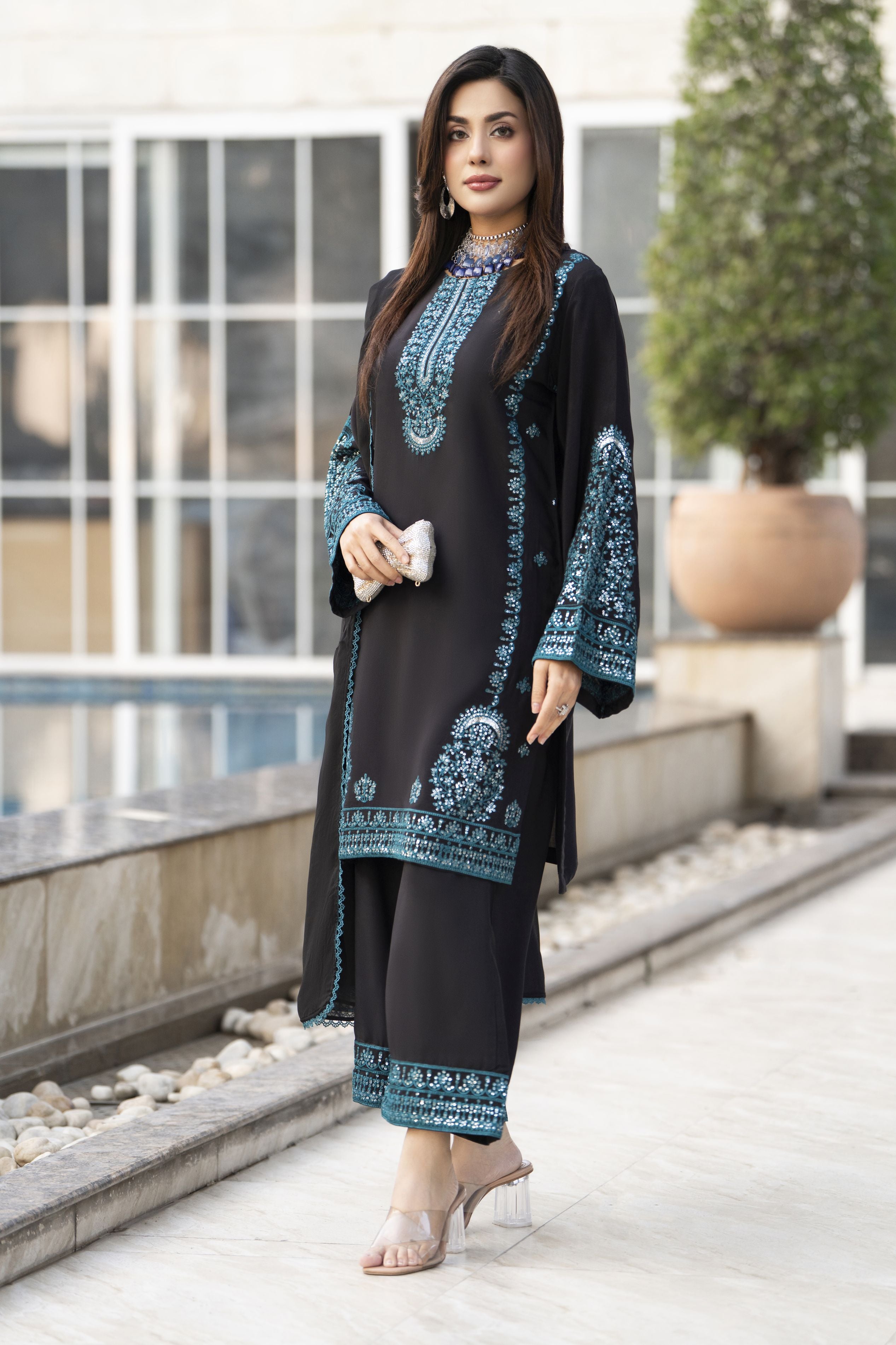 Glow by Hemline – 3PC Raw Silk Embroidered Ready to Wear Suit Glow7