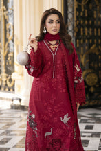 Arwah Aureen AA8 3pc Maroon Embroidered Cotton Long Suit with Chiffon Dupatta