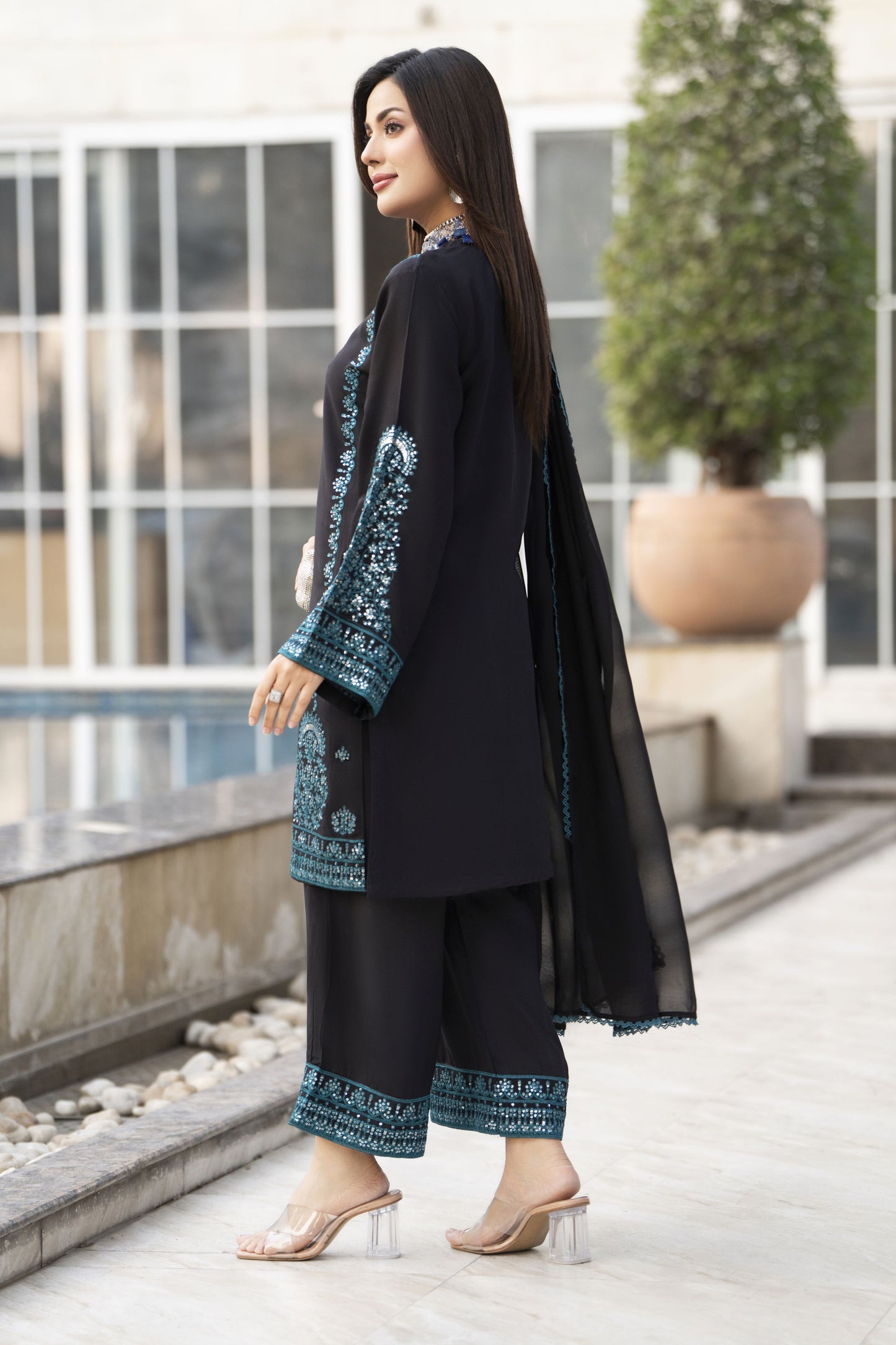 Glow by Hemline – 3PC Raw Silk Embroidered Ready to Wear Suit Glow7