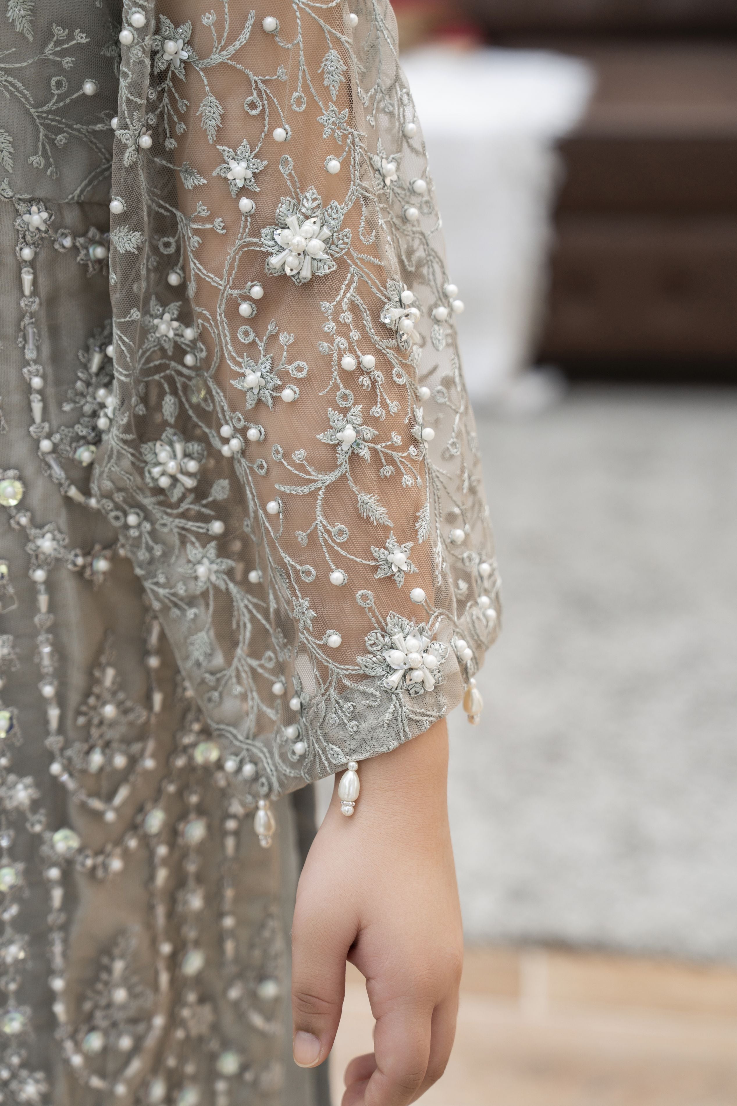 Starstruck by Ain – Silver Net Embroidered 2pc Dress with Shimmer Inner SBA7