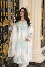 Arwah Aureen AA4 3pc White Embroidered Cotton Suit with Organza Dupatta