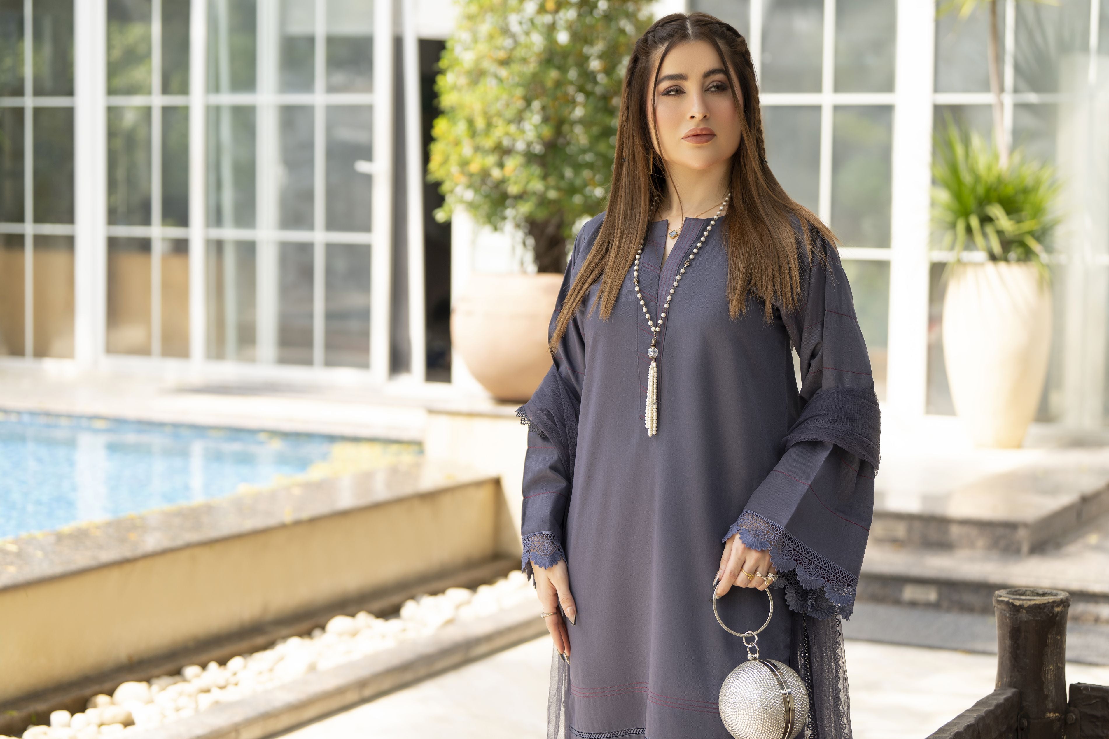 Aabpara Simply Warm Winter Linen 3pc Ready to Wear with Dyed Net Dupatta SWA1