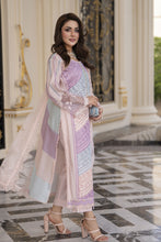 Arwah Aureen AA3 3pc Pink Boring Embroidered Cotton Suit with Organza Dupatta