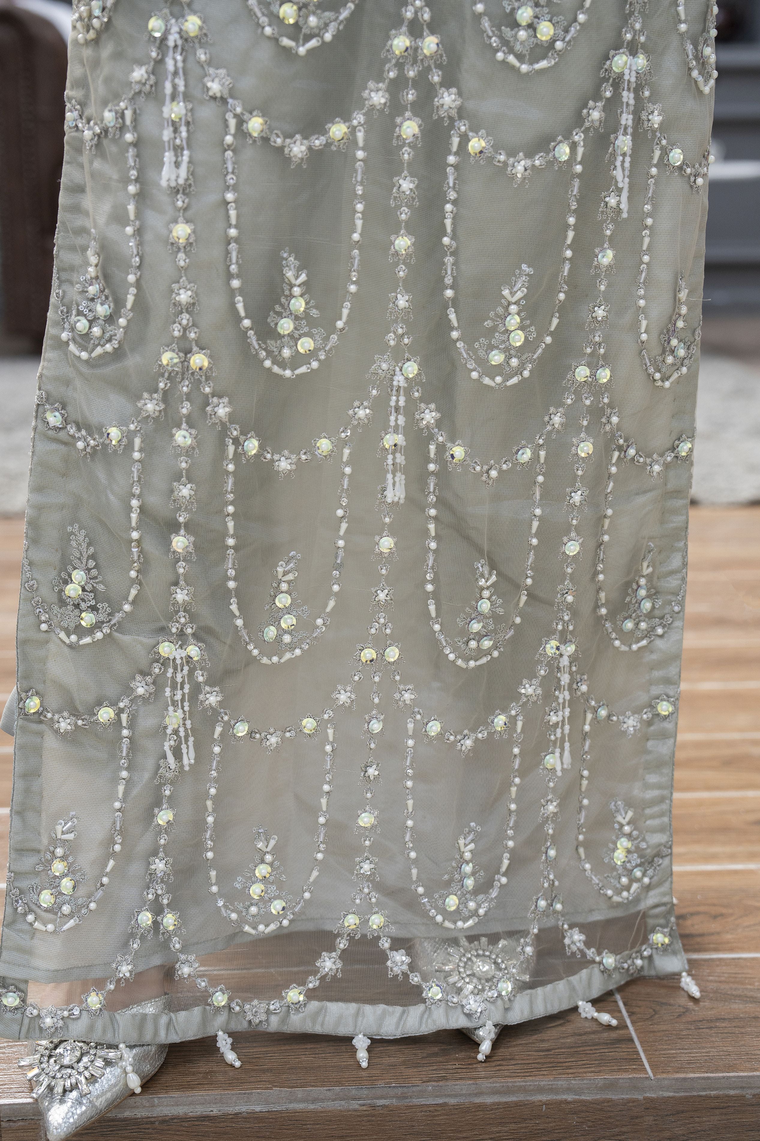 Starstruck by Ain – Silver Net Embroidered 2pc Dress with Shimmer Inner SBA7