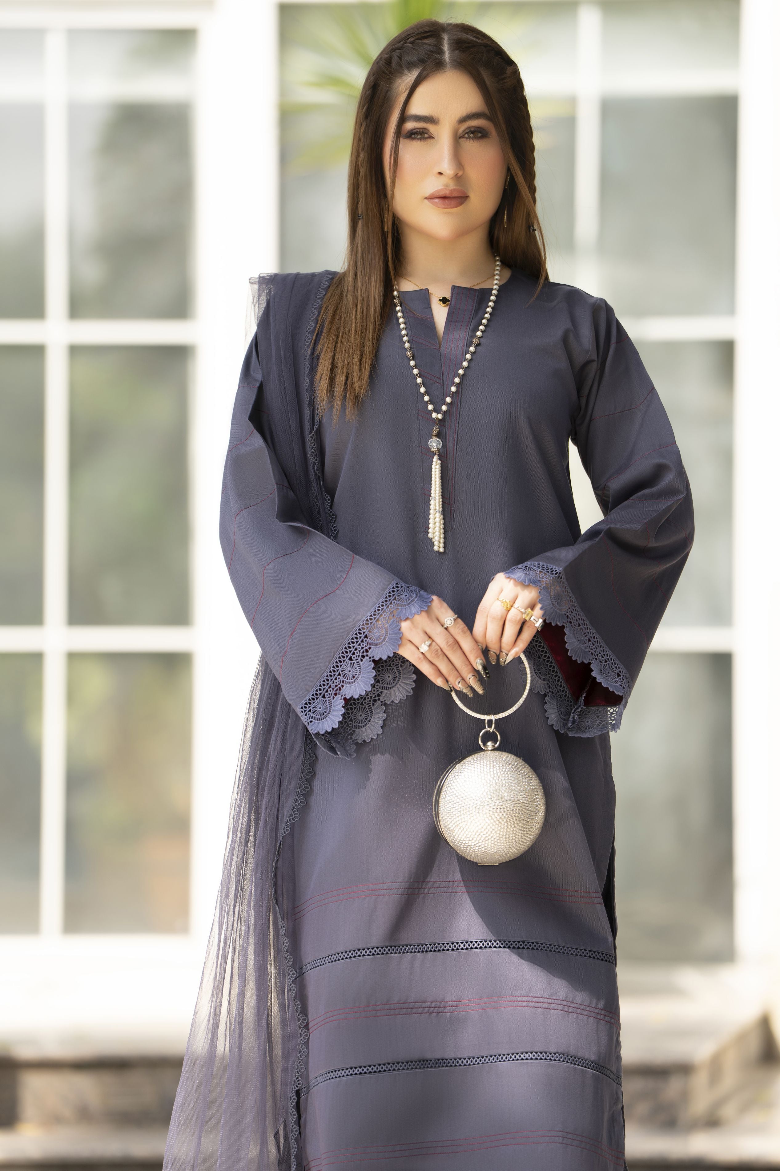 Aabpara Simply Warm Winter Linen 3pc Ready to Wear with Dyed Net Dupatta SWA1