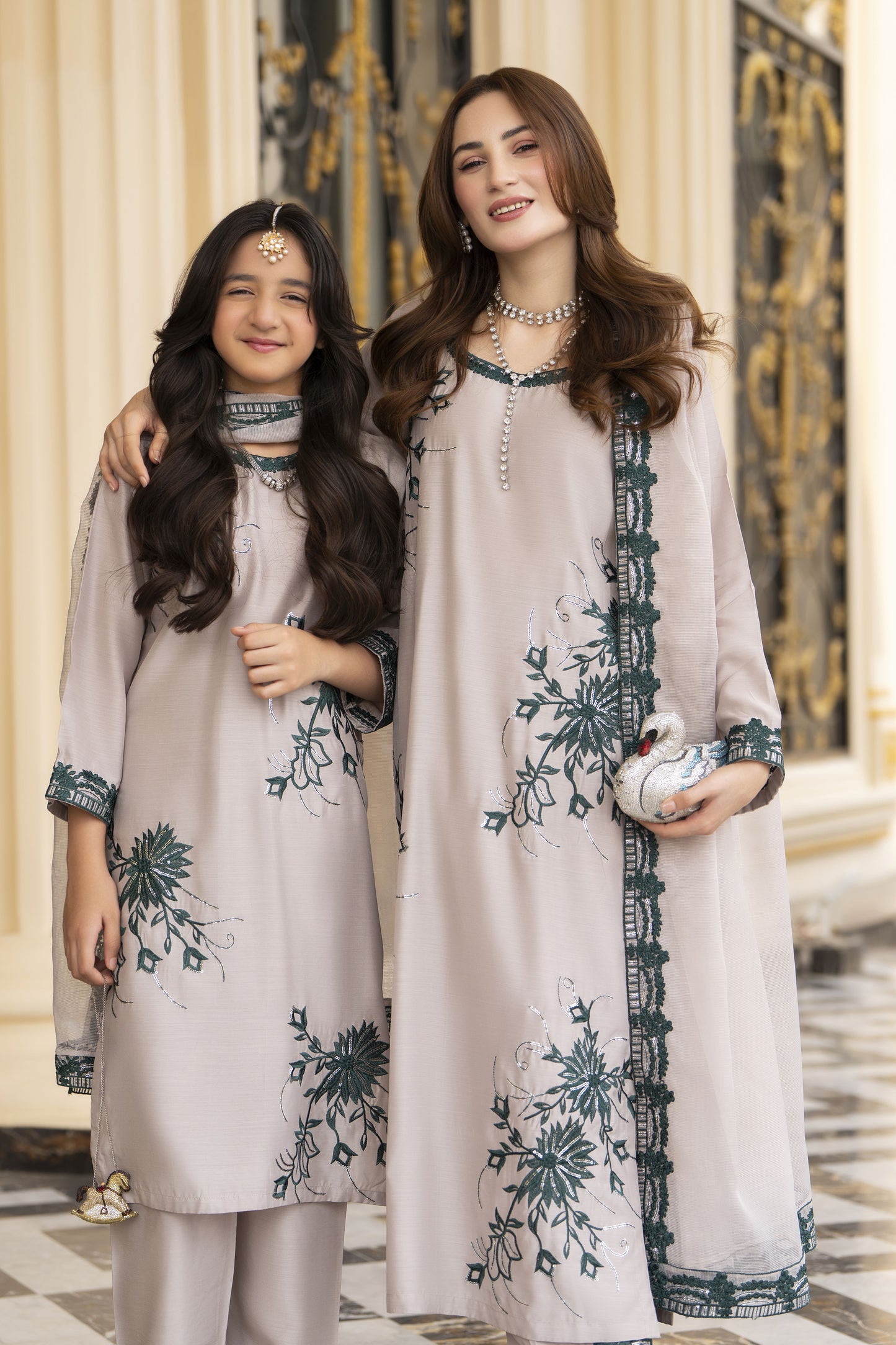 Threads of Love by Hemline – TOL6 Embroidered Viscose Mother Daughter Matching Dress