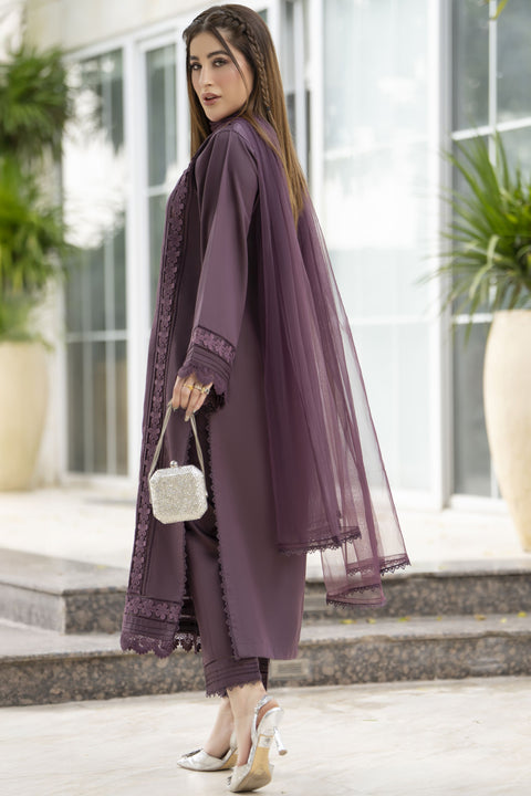 Aabpara Simply Warm Winter Linen 3pc Ready to Wear with Dyed Net Dupatta SWA3