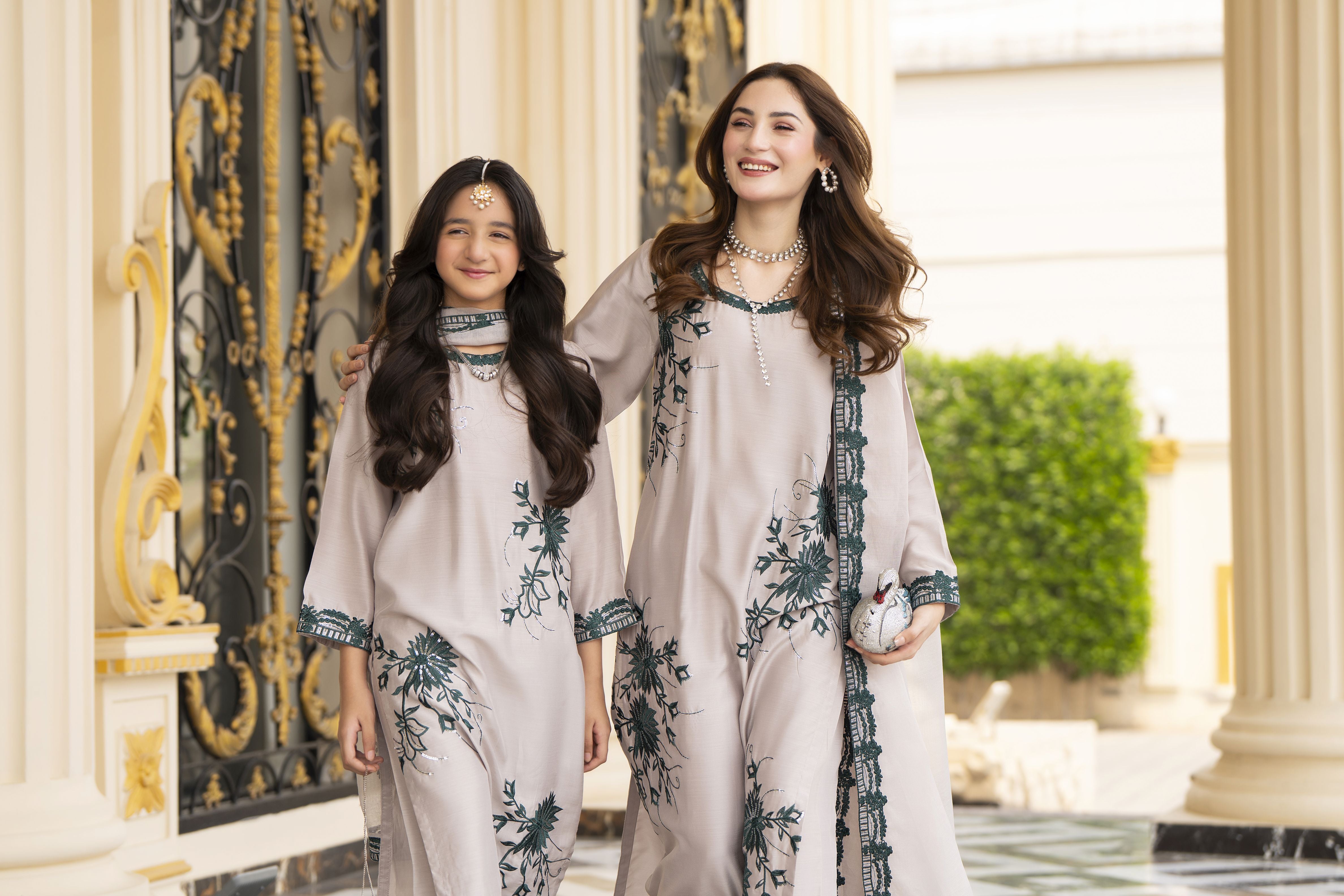 Threads of Love by Hemline – TOL6 Embroidered Viscose Mother Daughter Matching Dress