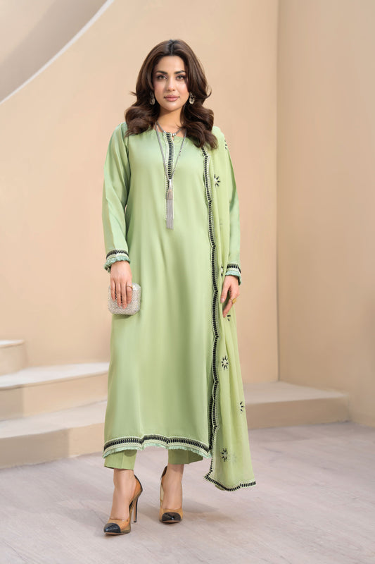 ZZ5 Zimal Zephira Pistachio Embroidered 3pc Viscose Suit