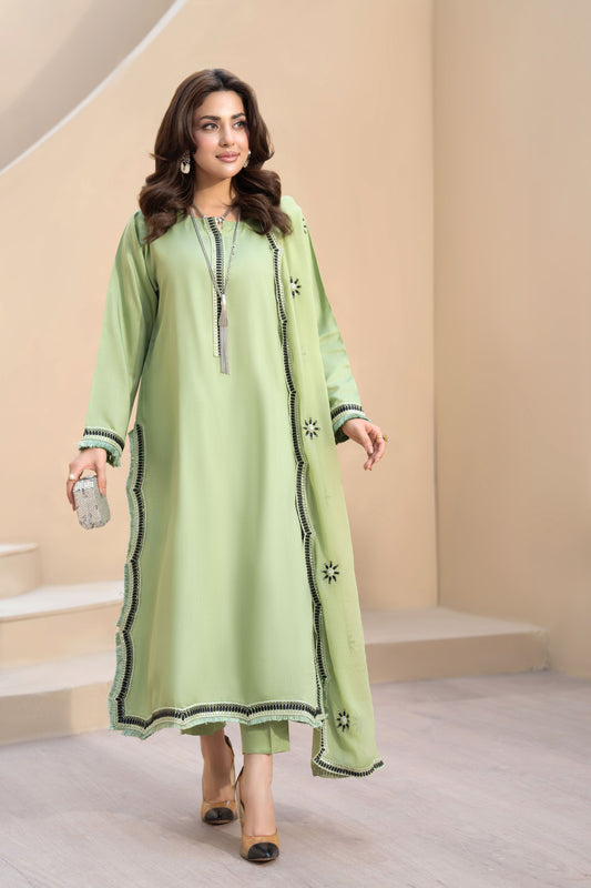 ZZ5 Zimal Zephira Pistachio Embroidered 3pc Viscose Suit
