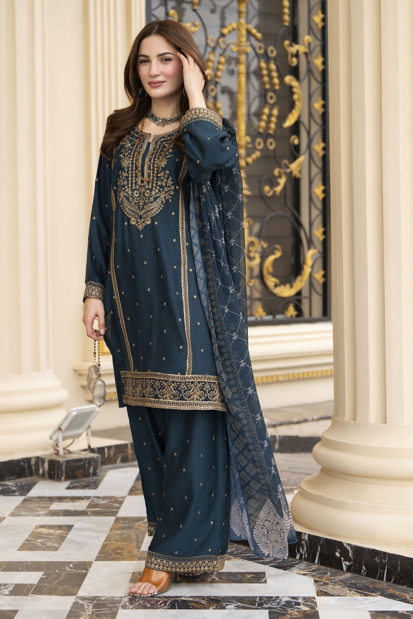 Threads of Love by Hemline – TOL5 Embroidered Viscose Mother Daughter Matching Dress