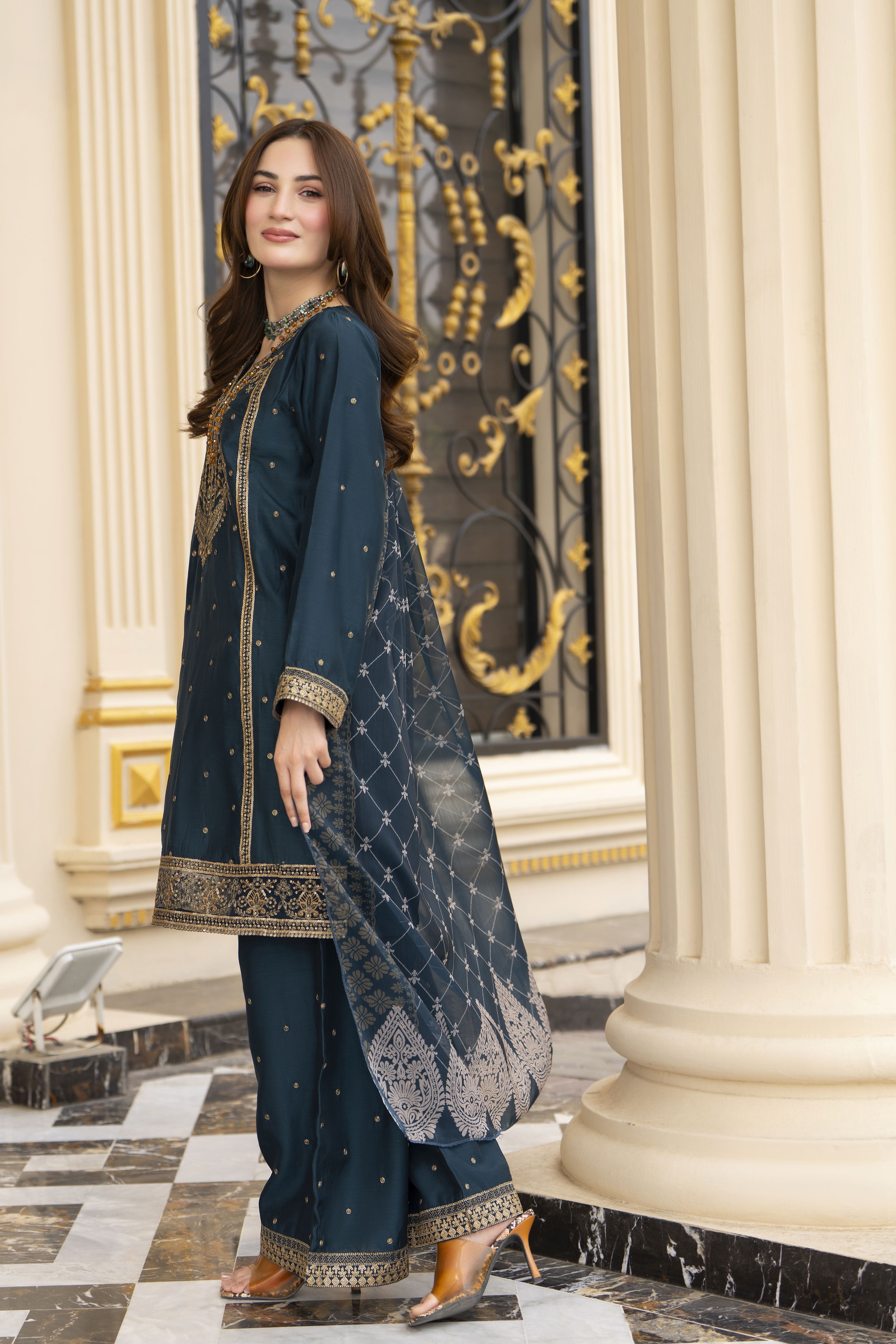 Threads of Love by Hemline – TOL5 Embroidered Viscose Mother Daughter Matching Dress