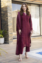 Zaiwaraat by Arwah – Maroon Cutwork Organza Shirt with Monar Dupatta – ZWR08