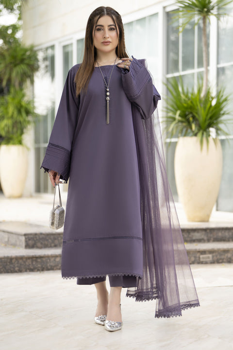 Aabpara Simply Warm Winter Linen 3pc Ready to Wear with Dyed Net Dupatta SWA4