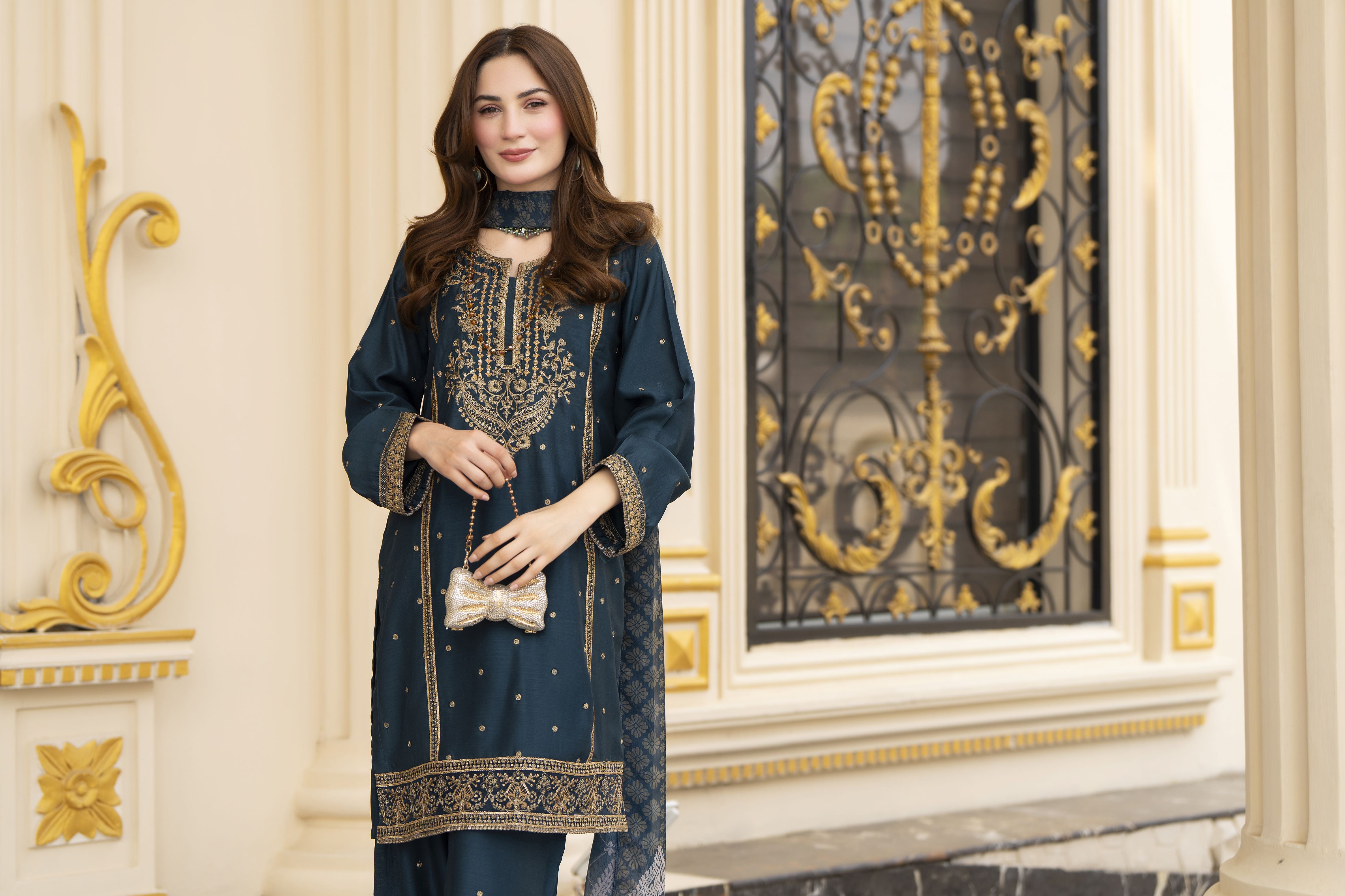 Threads of Love by Hemline – TOL5 Embroidered Viscose Mother Daughter Matching Dress