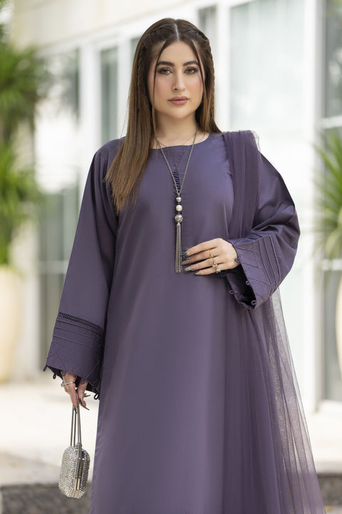 Aabpara Simply Warm Winter Linen 3pc Ready to Wear with Dyed Net Dupatta SWA4