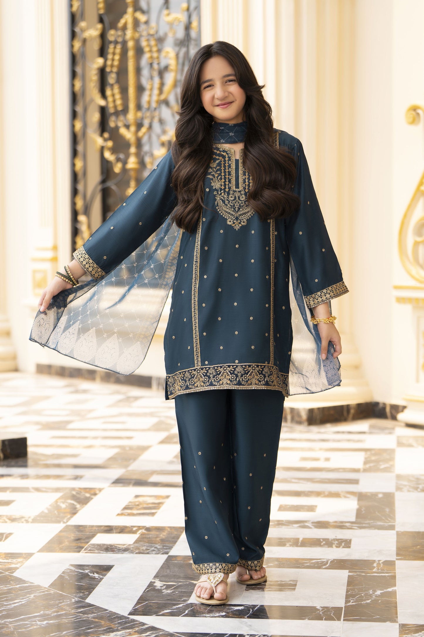 Threads of Love by Hemline – TOL5 Embroidered Viscose Mother Daughter Matching Dress