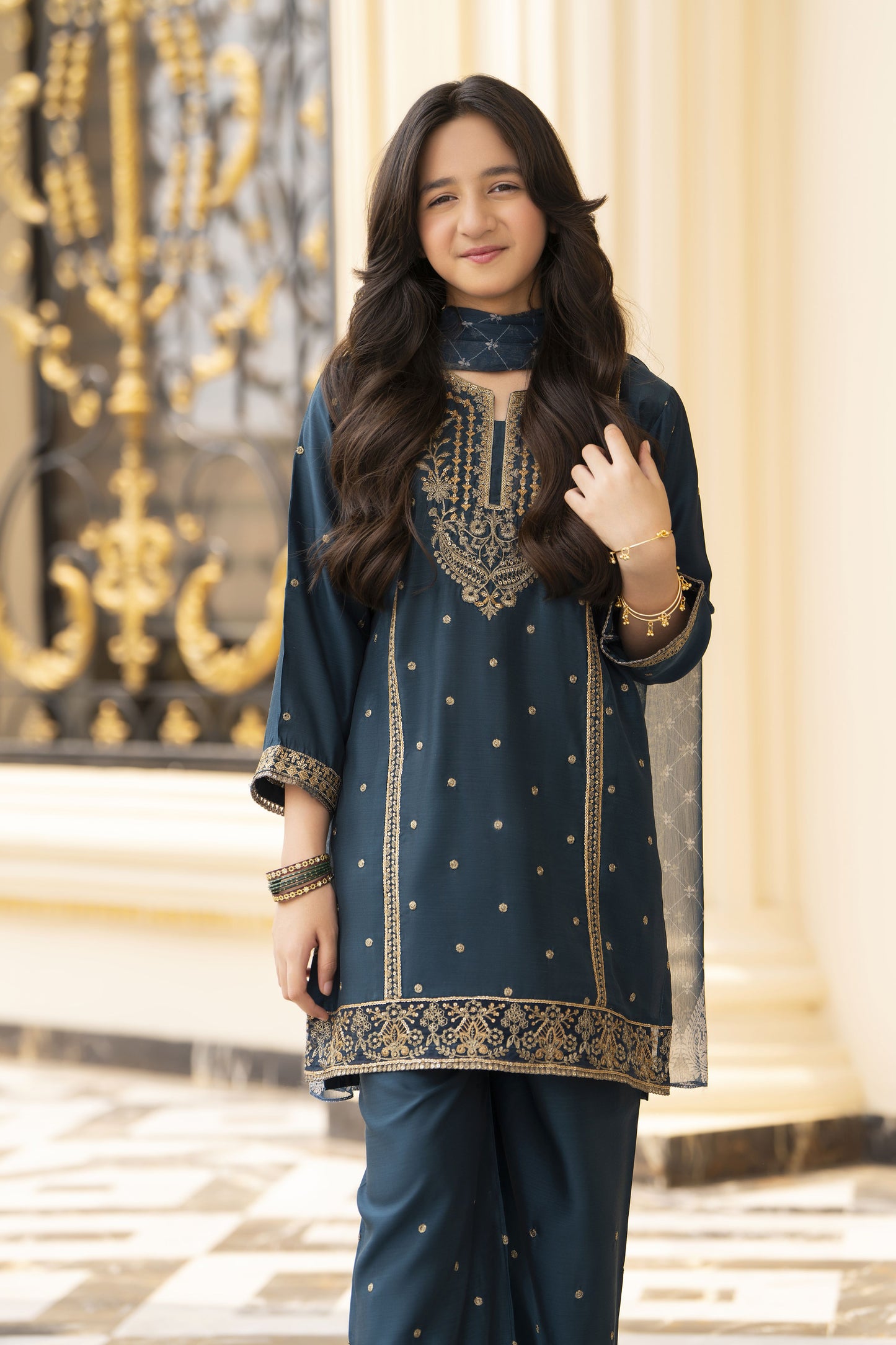 Threads of Love by Hemline – TOL5 Embroidered Viscose Mother Daughter Matching Dress