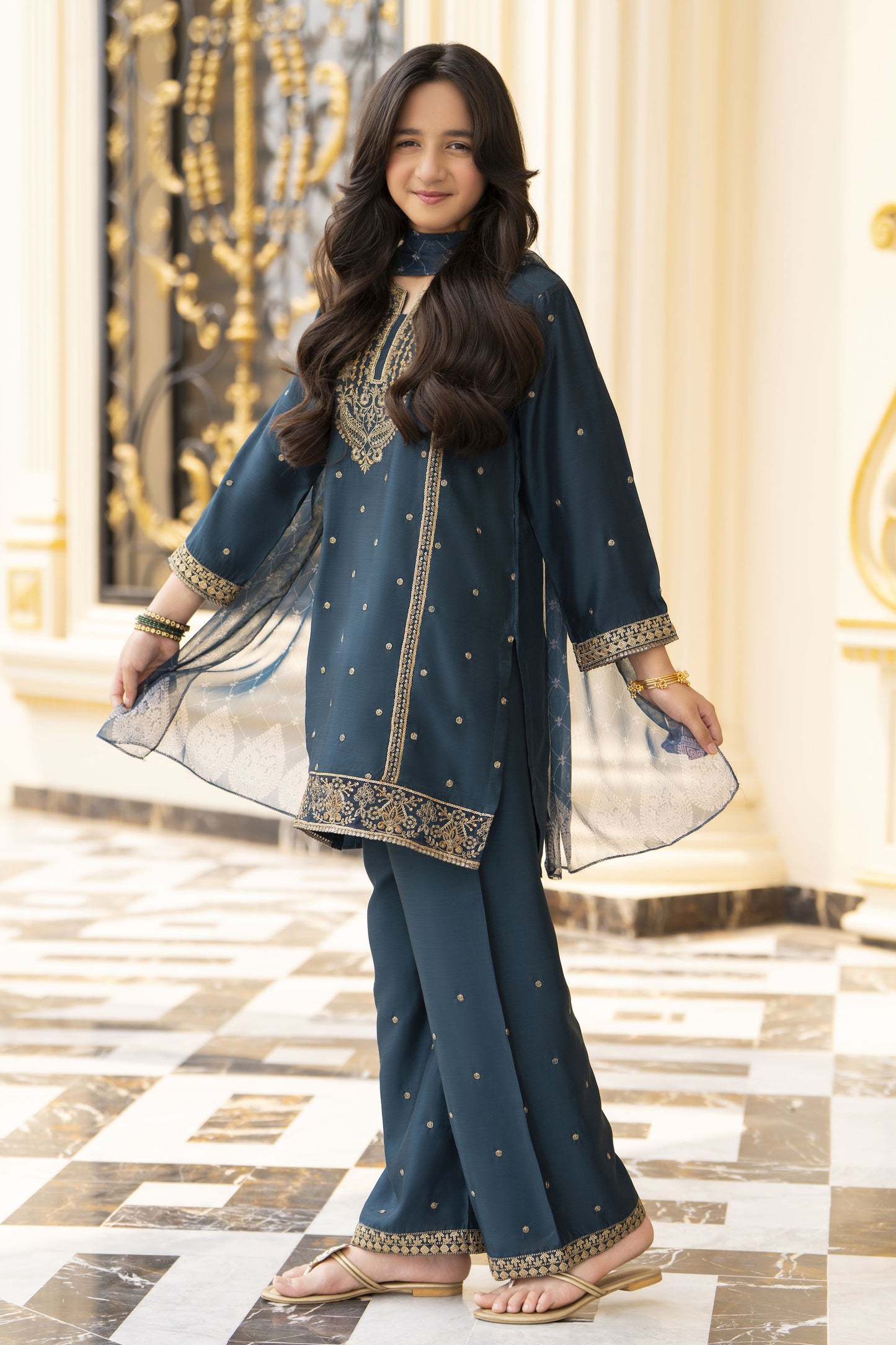 Threads of Love by Hemline – TOL5 Embroidered Viscose Mother Daughter Matching Dress