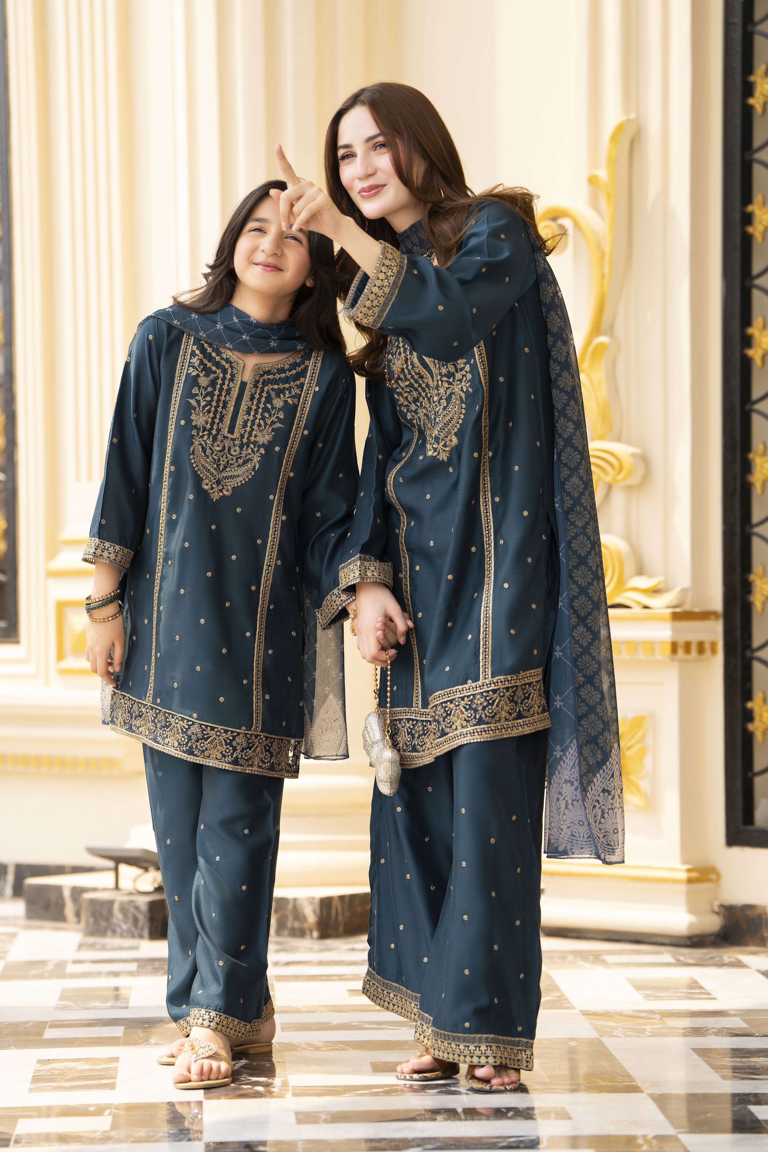 Threads of Love by Hemline – TOL5 Embroidered Viscose Mother Daughter Matching Dress