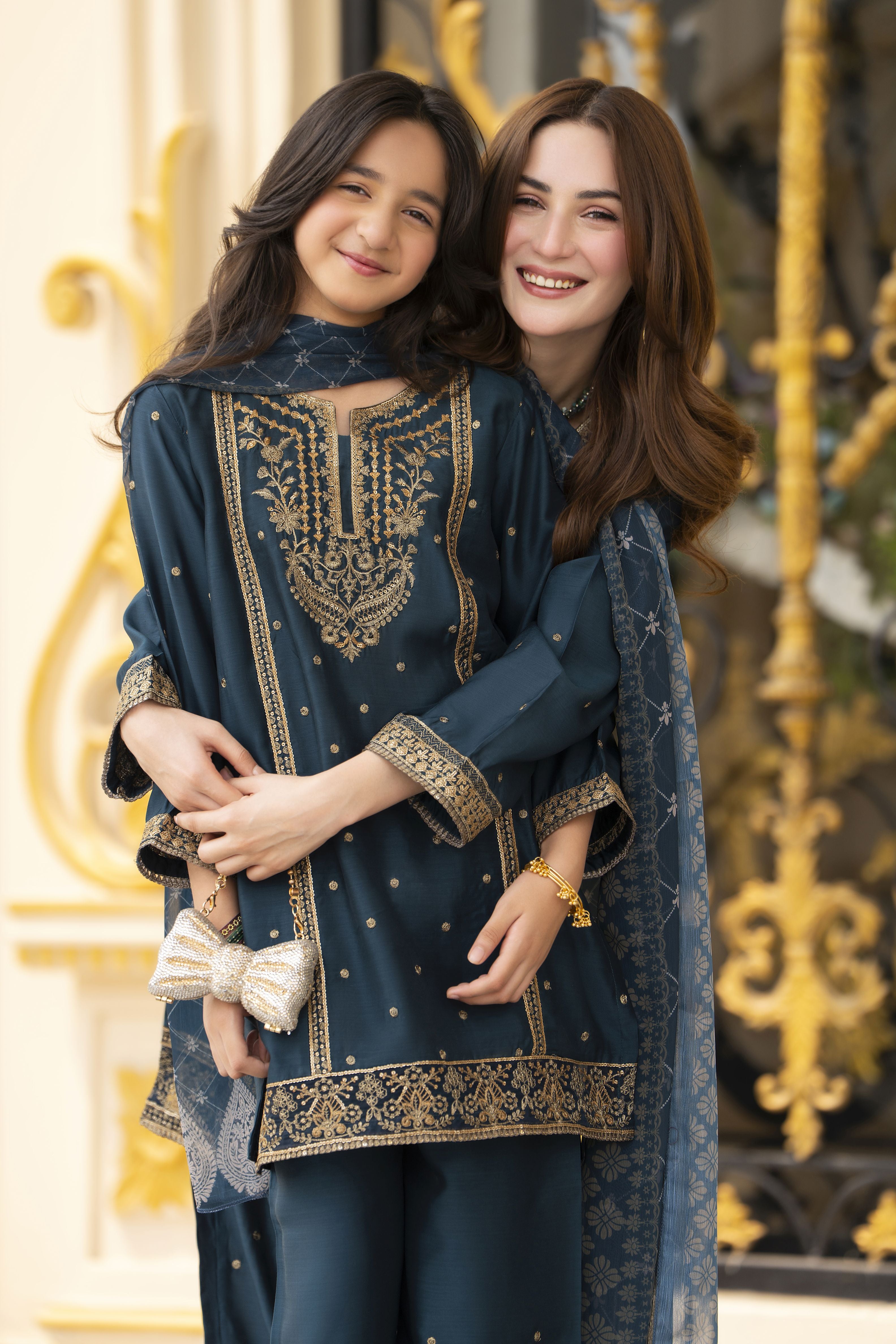 Threads of Love by Hemline – TOL5 Embroidered Viscose Mother Daughter Matching Dress